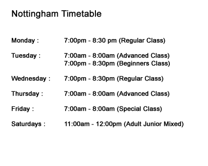 Nottingham Dojo times